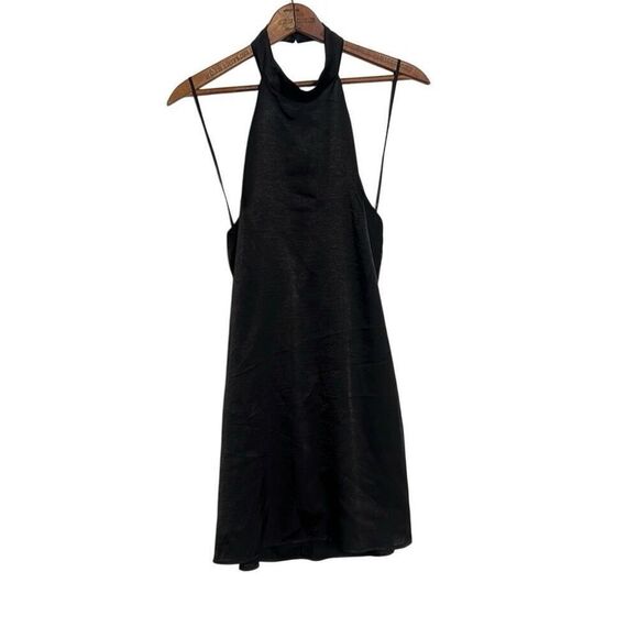 Urban Outfitters Mock Halter Neck Open Back Satin Delia Mini Dress Black Small - Picture 1 of 6